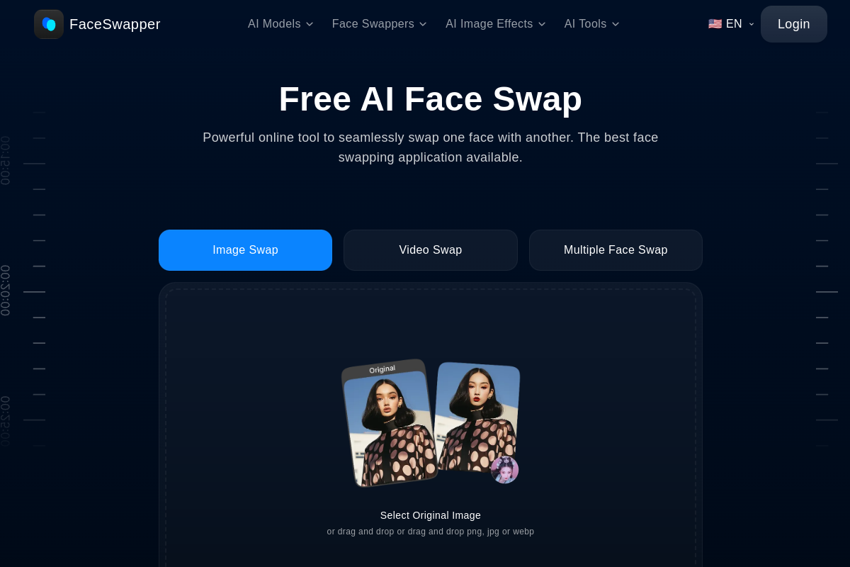 Screenshot of the Face Swapper website