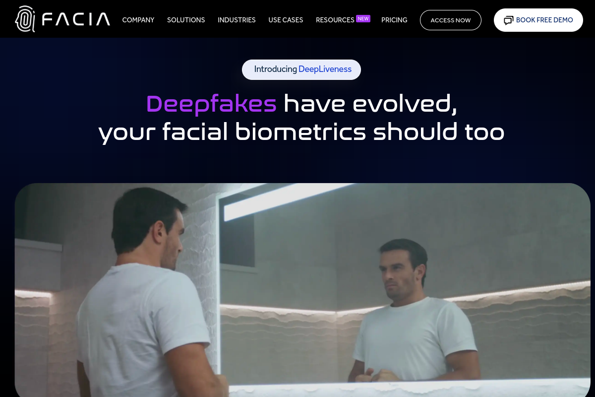Screenshot of the Facia AI website