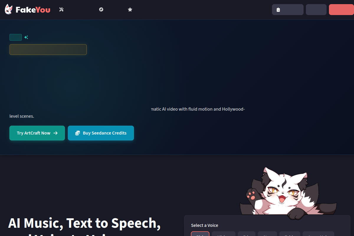 Screenshot of the FakeYou website