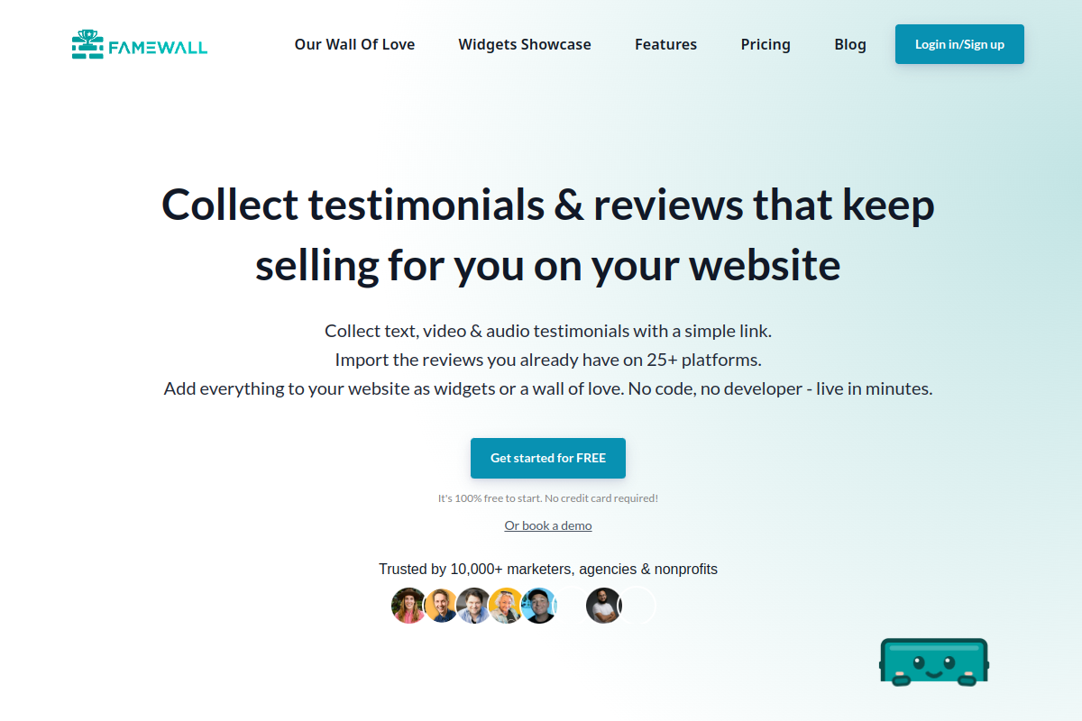 Screenshot of the Testimonial Questions Generator website