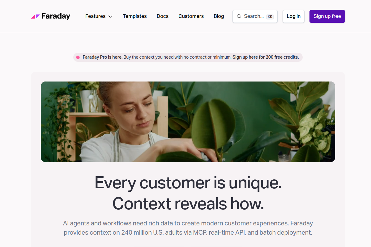 Screenshot of the Faraday website