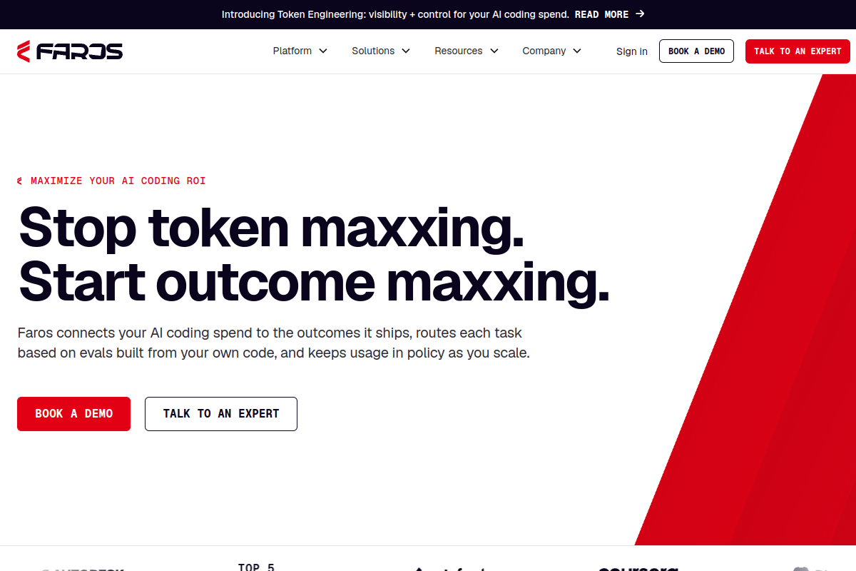 Screenshot of the Faros website