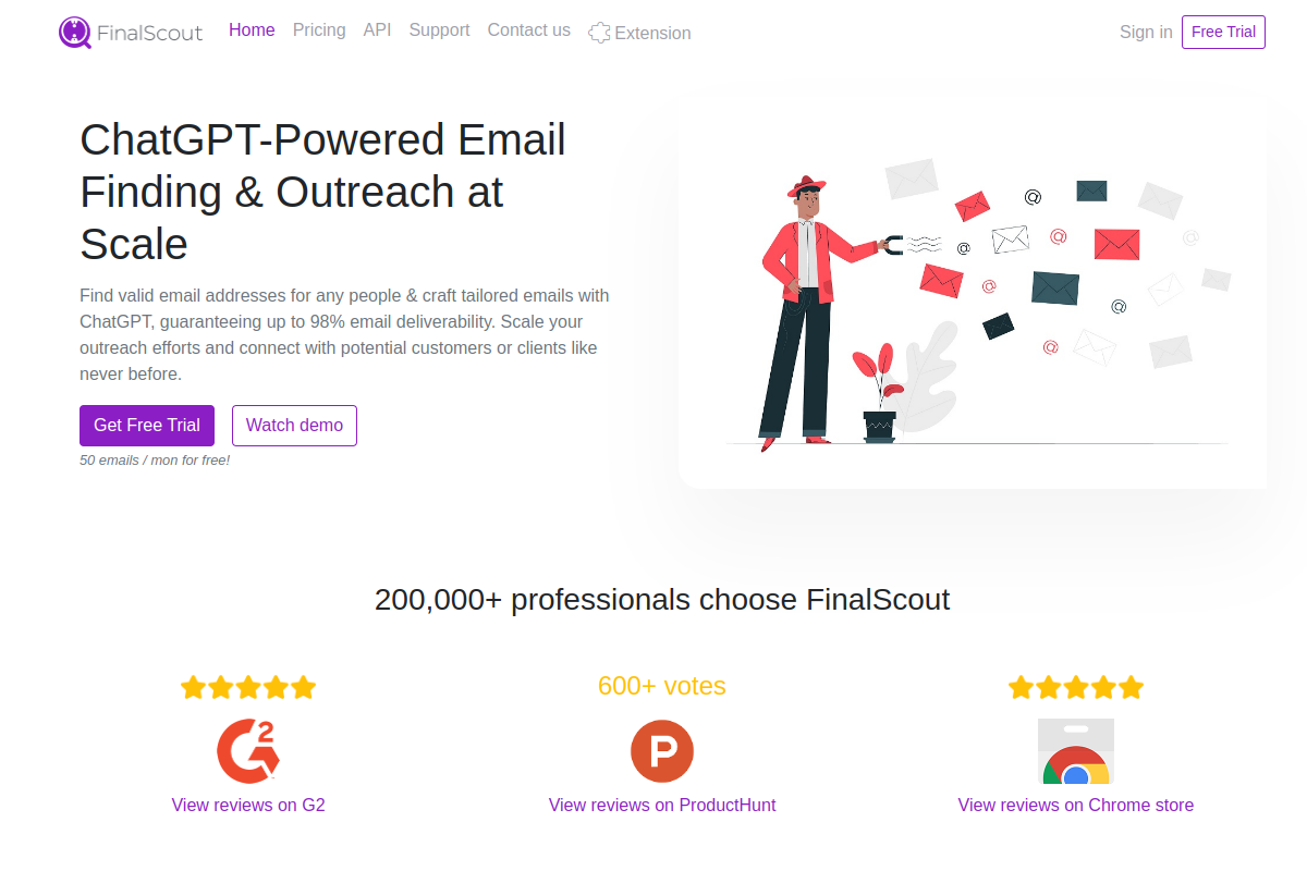 Screenshot of the FinalScout website