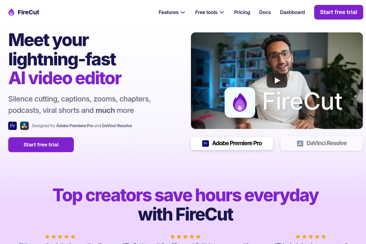 Screenshot of the FireCut website