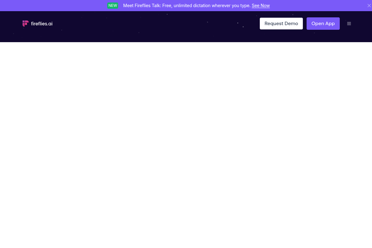 Screenshot of the Fireflies AI website