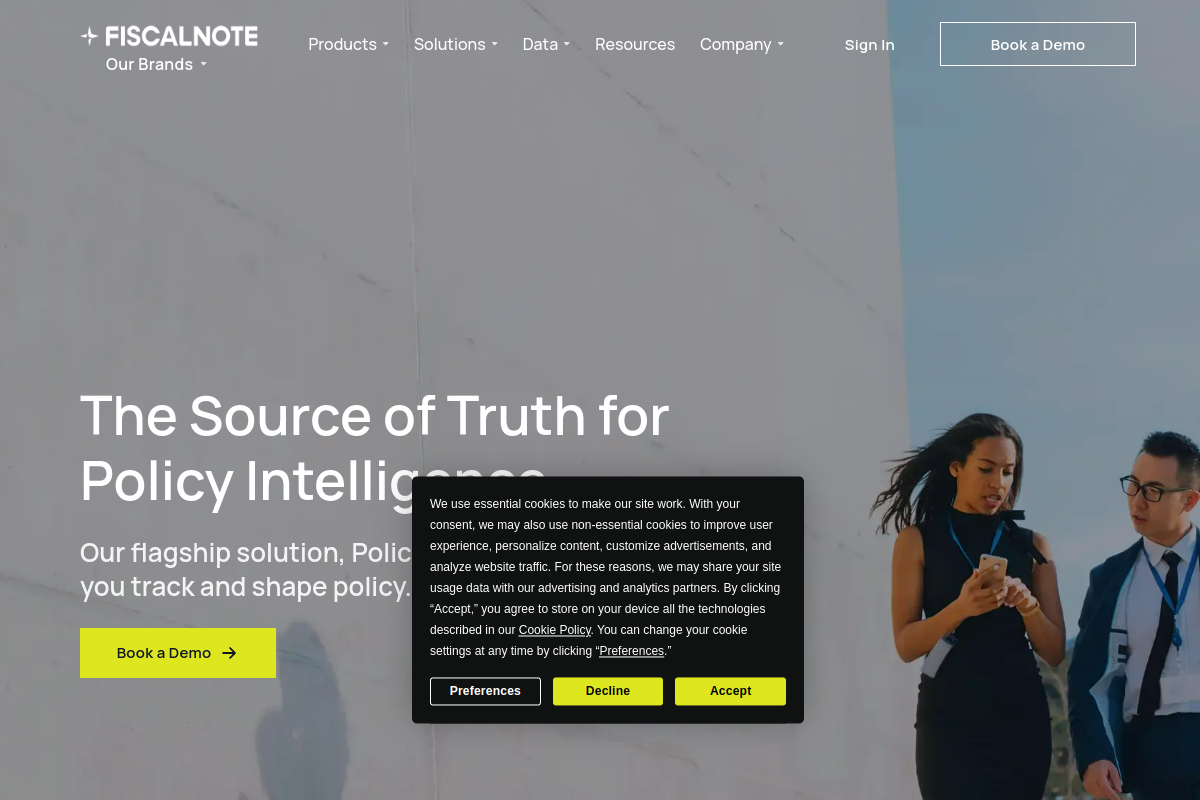 Screenshot of the FiscalNote website