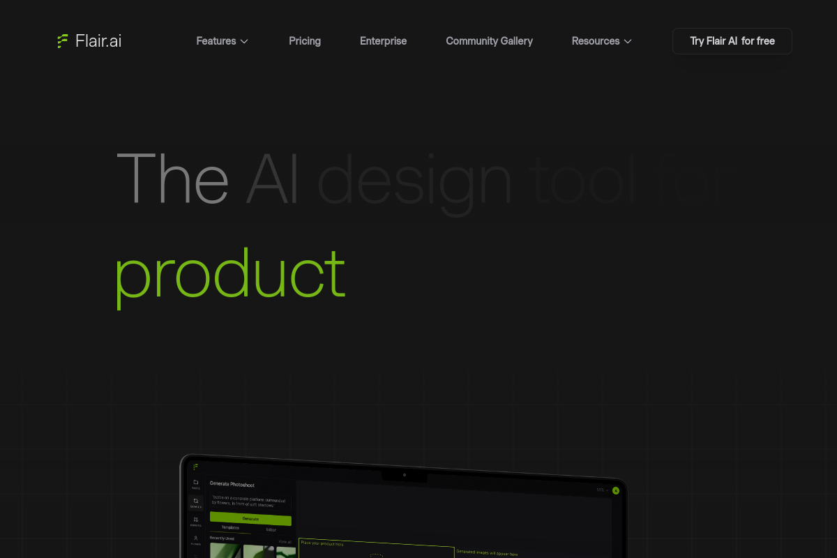 Screenshot of the Flair website