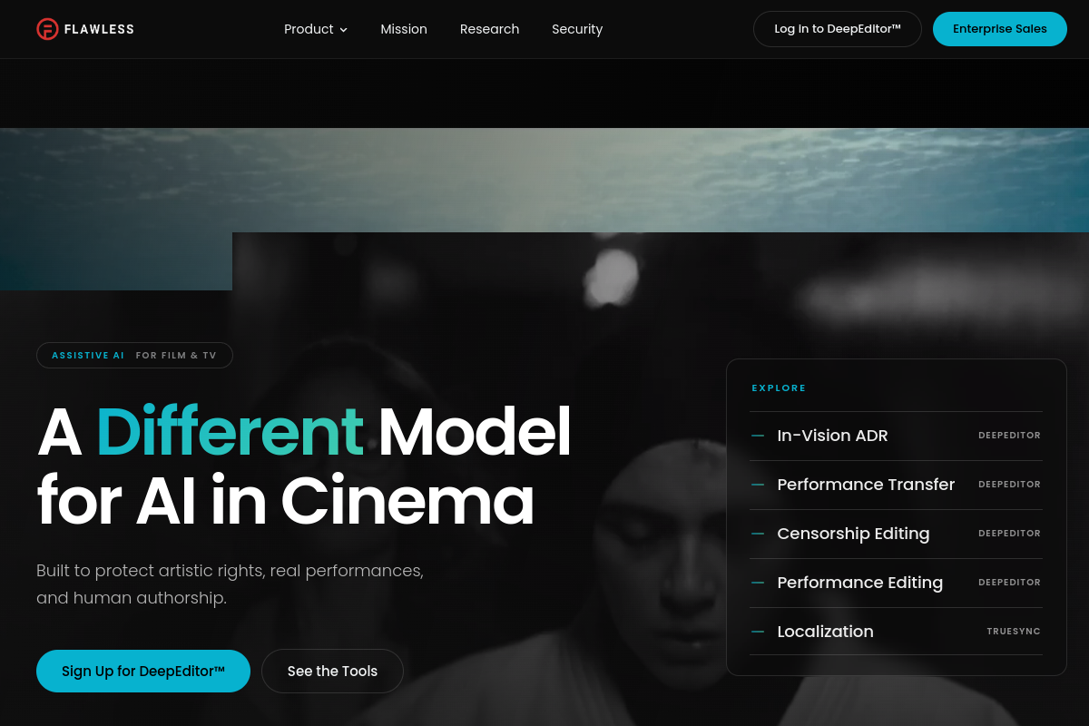 Screenshot of the Flawless website