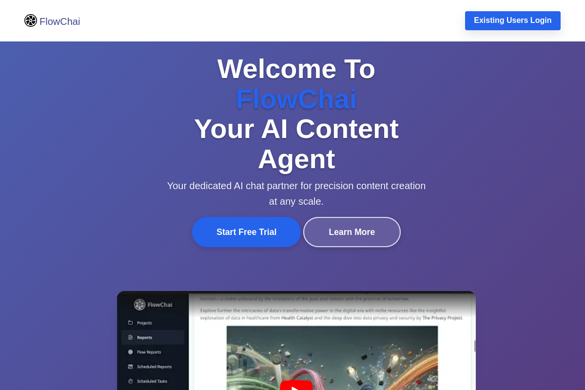 Screenshot of the FlowChai website