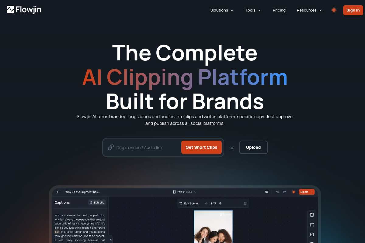 Screenshot of the Flowjin website