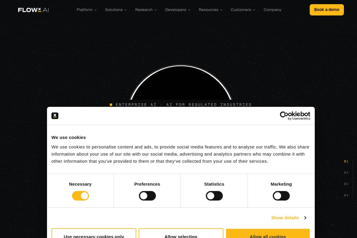Screenshot of the FlowxAI website
