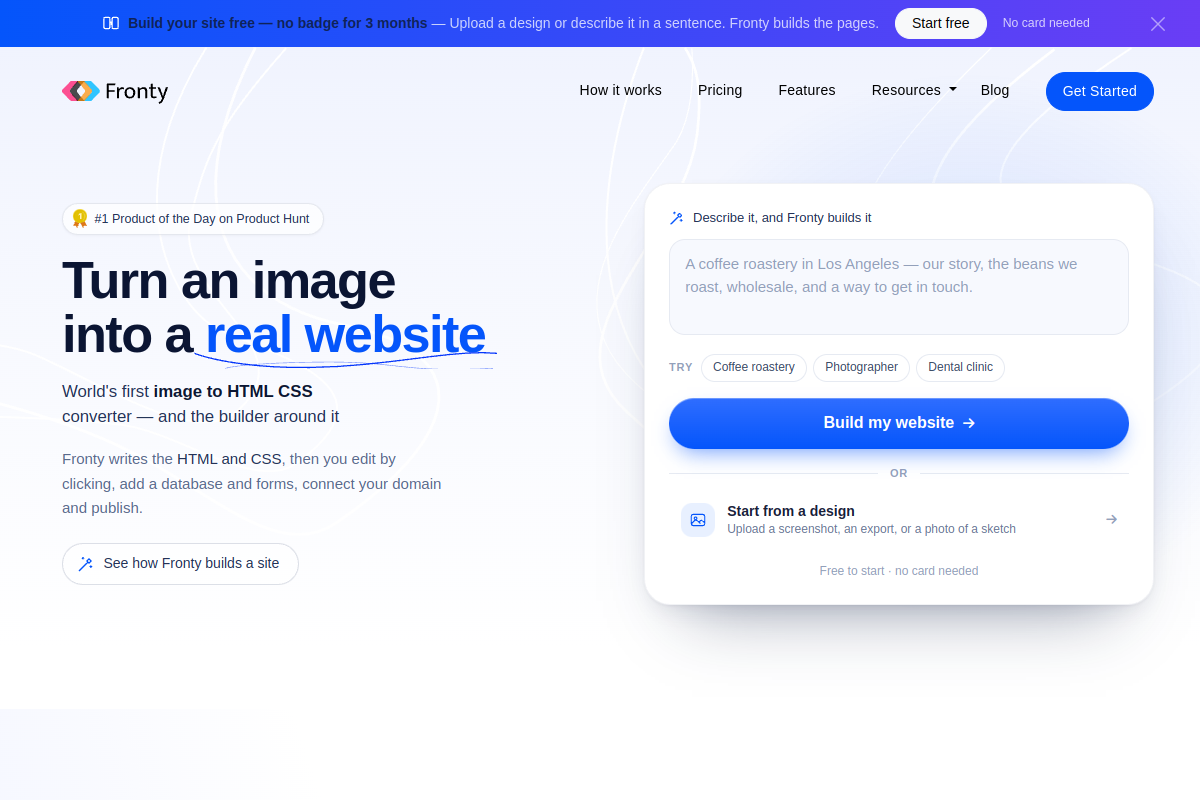 Screenshot of the Fronty website