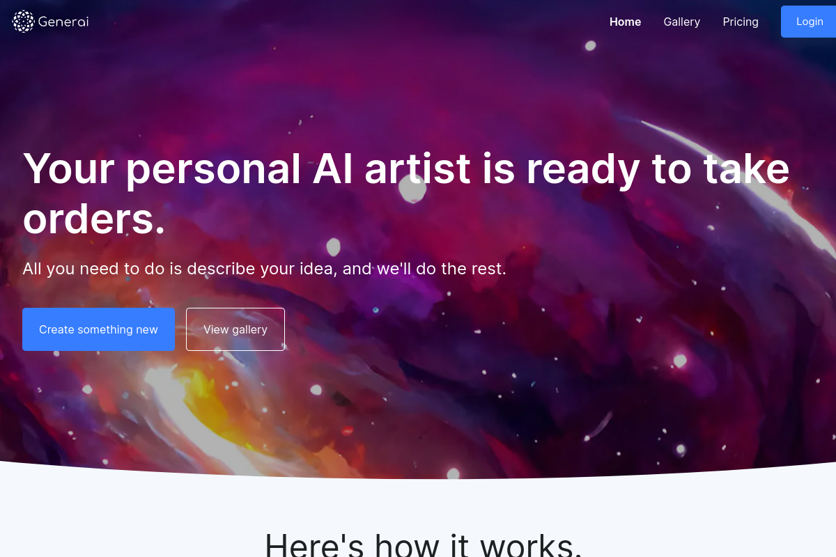 Screenshot of the Generai website