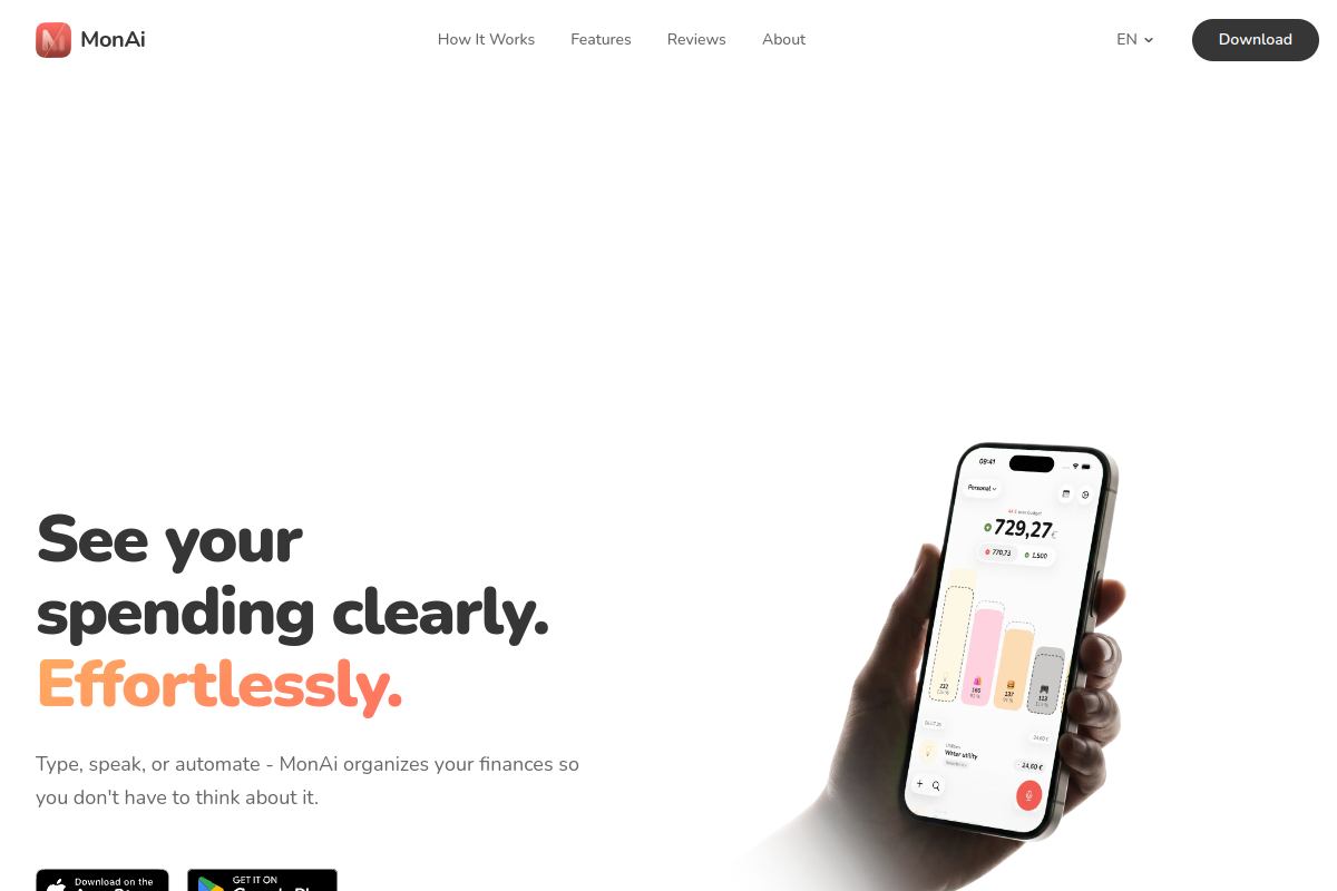 Screenshot of the MonAI website