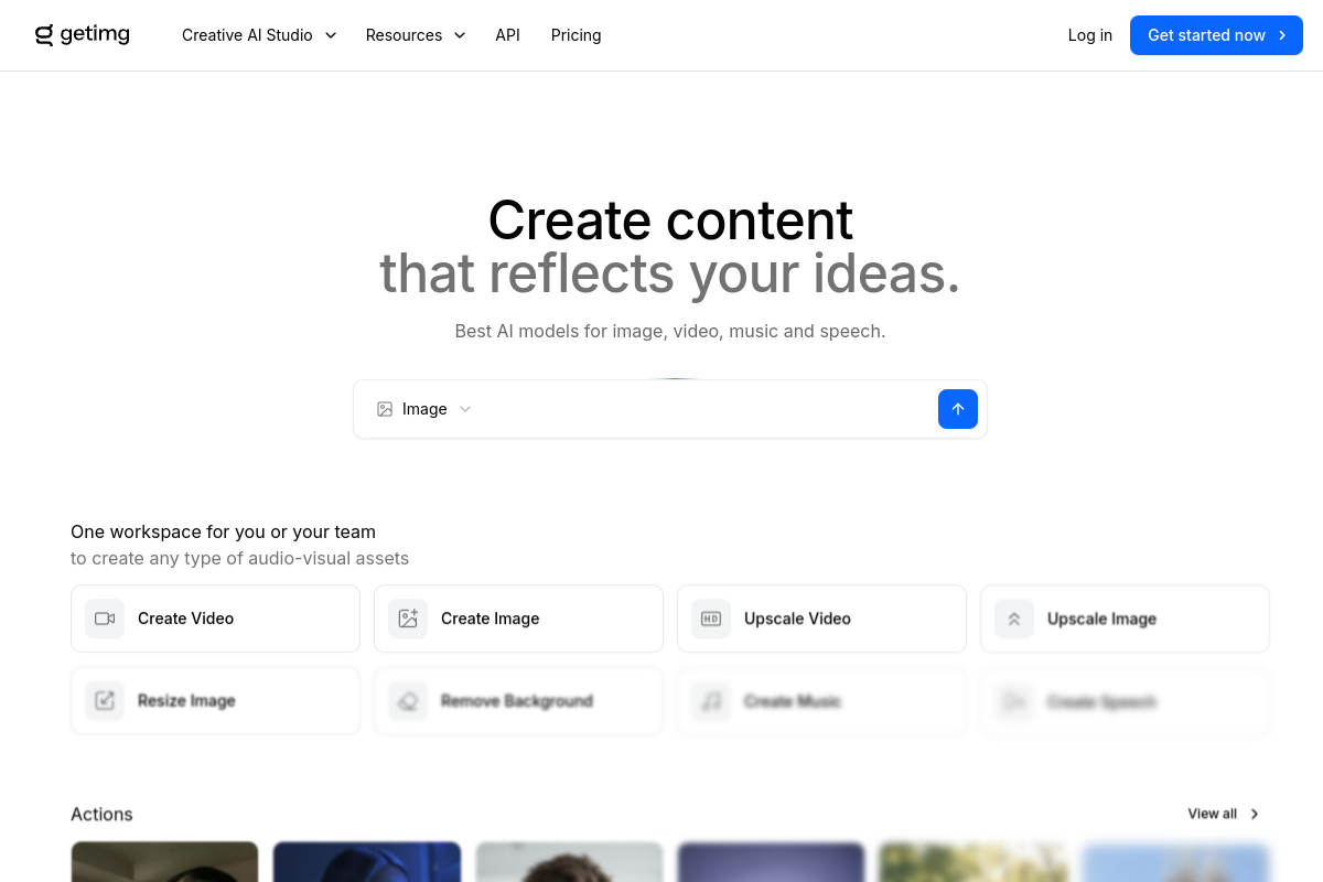 Screenshot of the Getimg.ai website