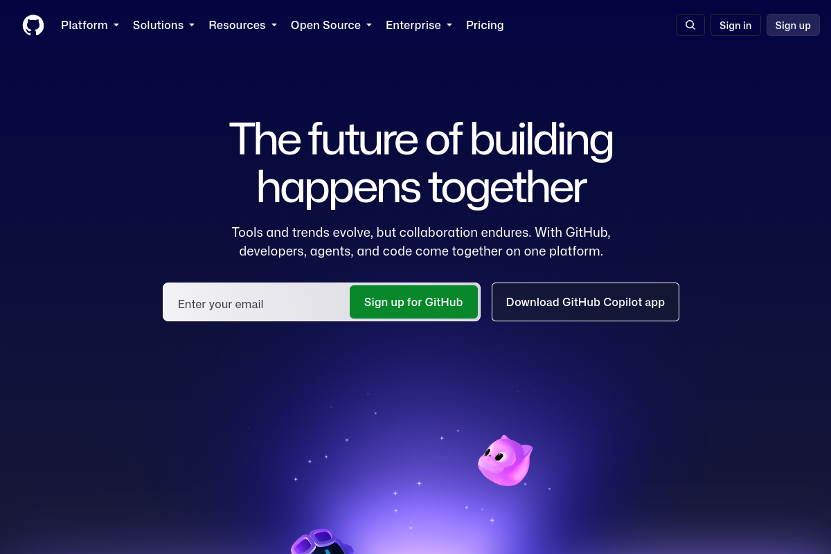 Screenshot of the Copilot website