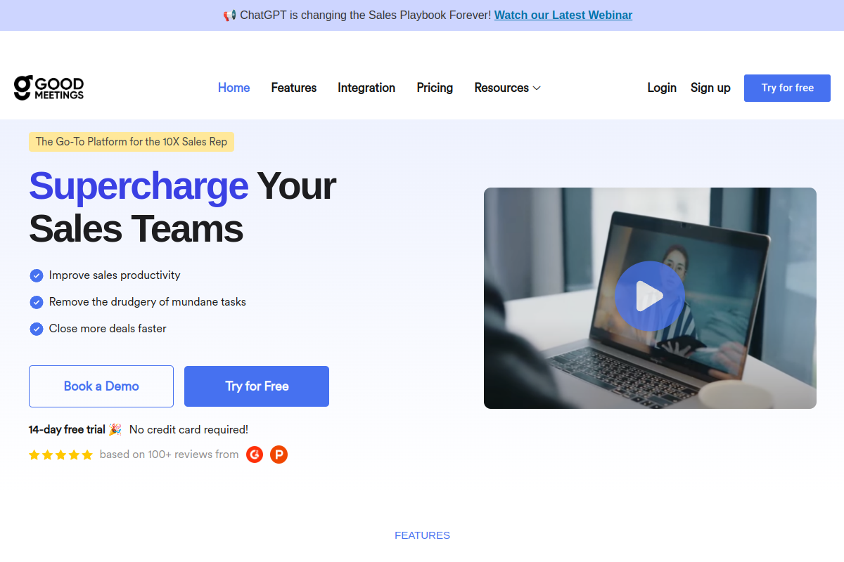 Screenshot of the Goodmeetings website