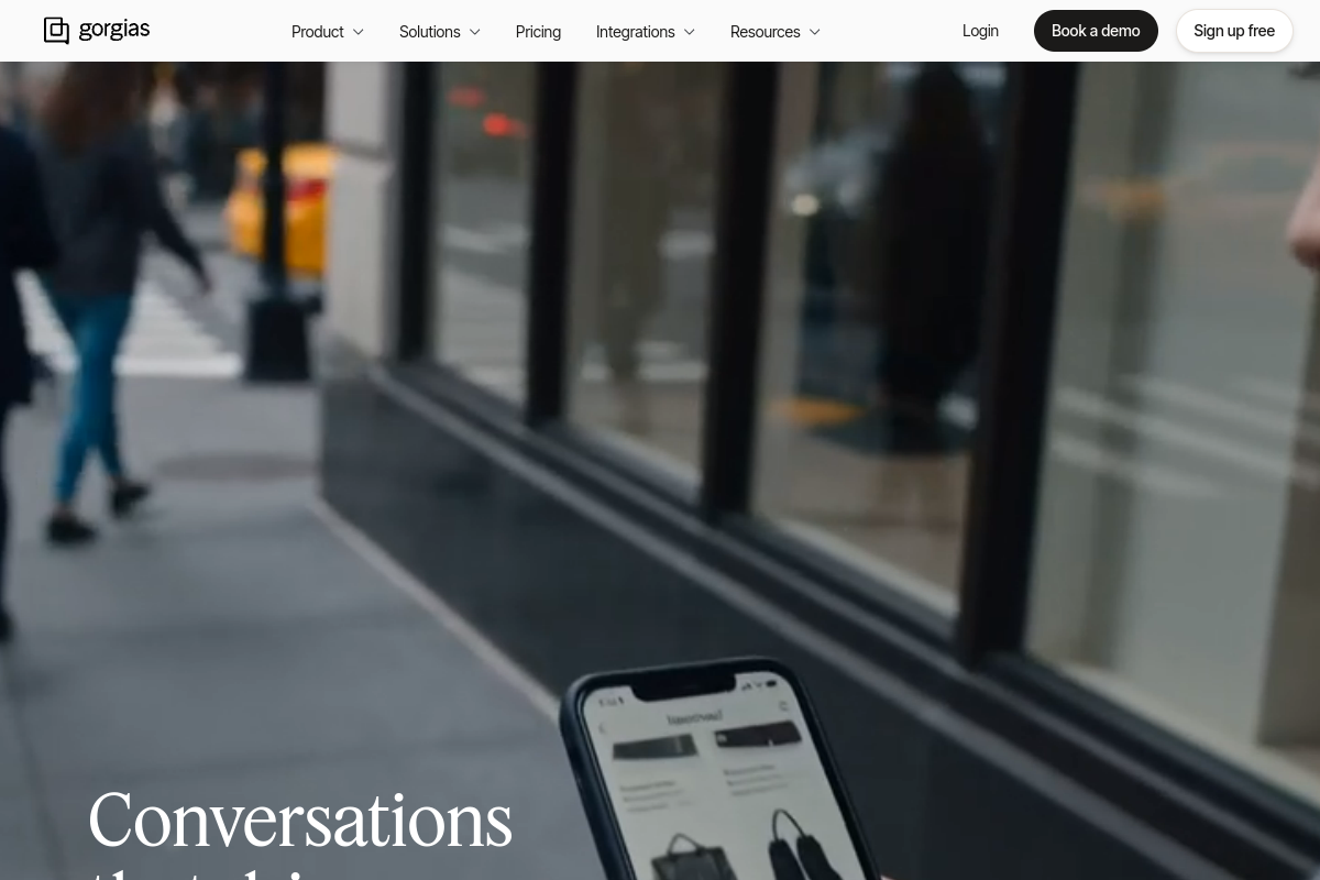 Screenshot of the Gorgias website