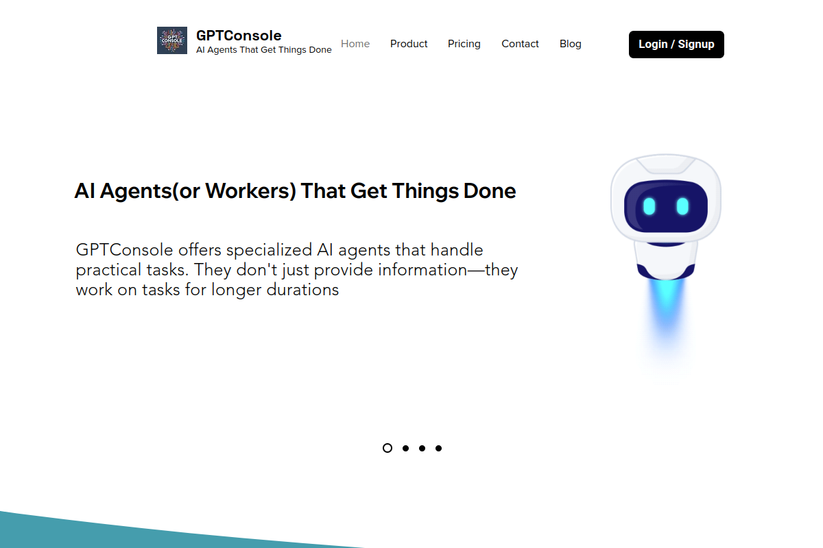 Screenshot of the GPTConsole website