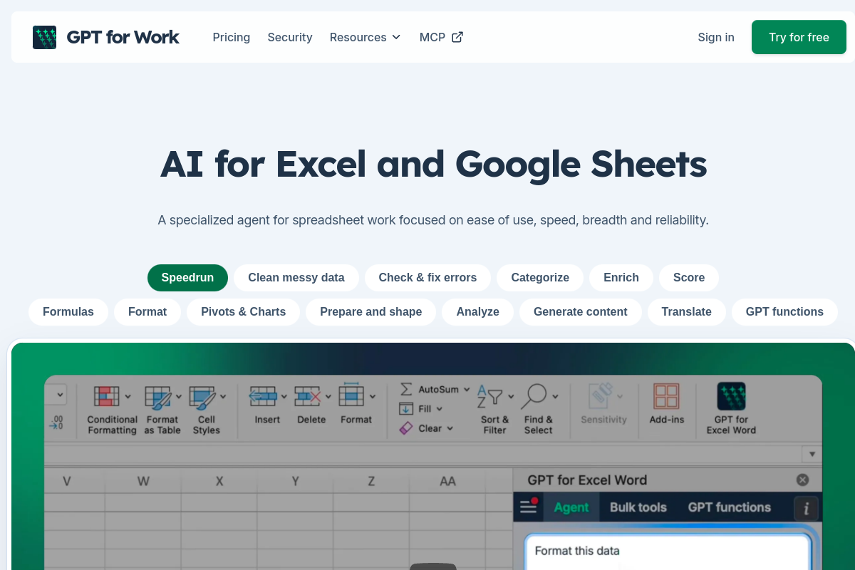 Screenshot of the GPT for work website