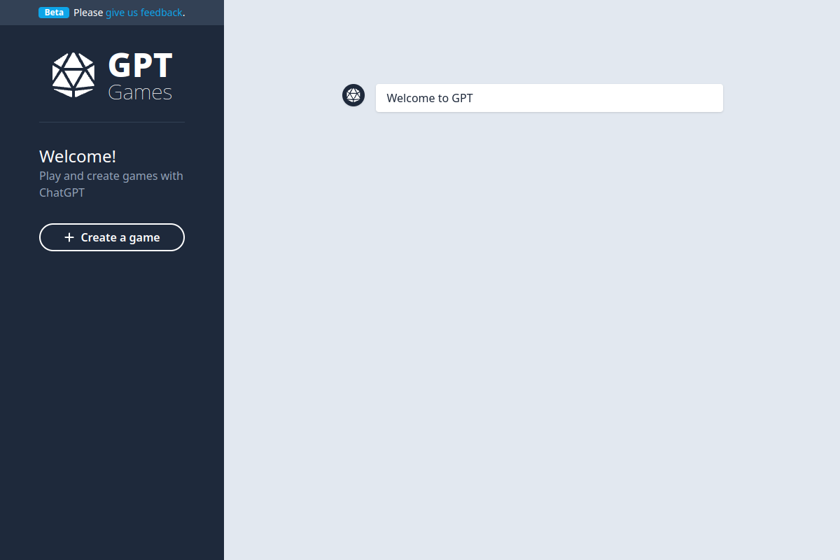 Screenshot of the GPT Games website