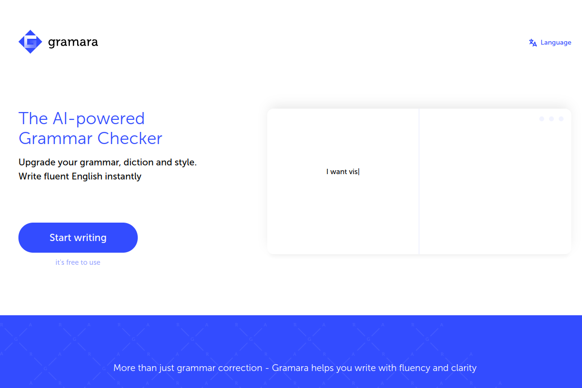Screenshot of the Gramara website