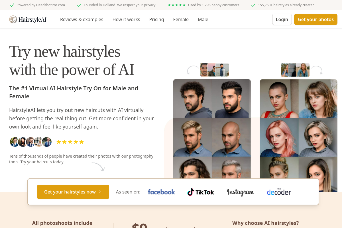 Screenshot of the Hairstyle AI website