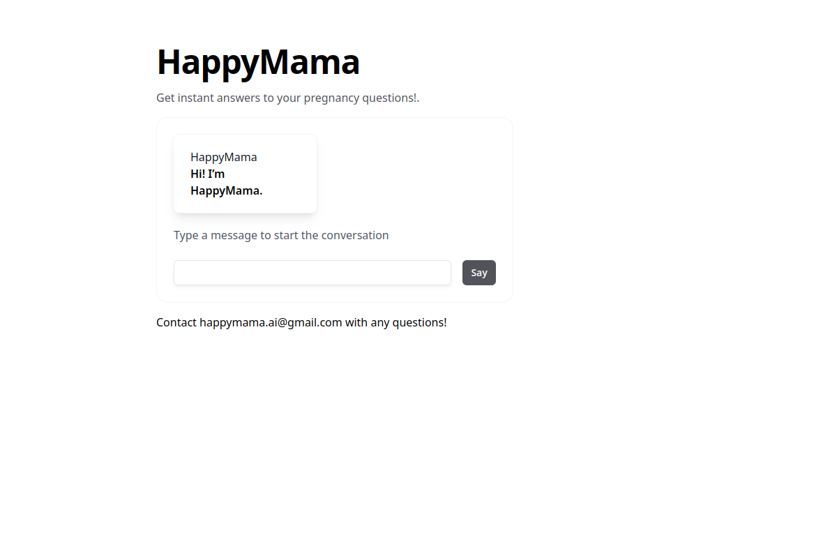 Screenshot of the Happy Mama website