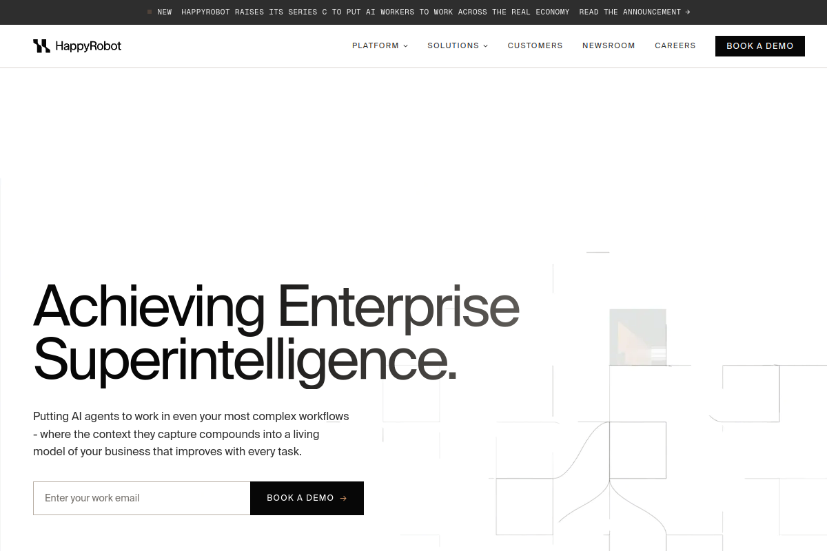 Screenshot of the HappyRobot website