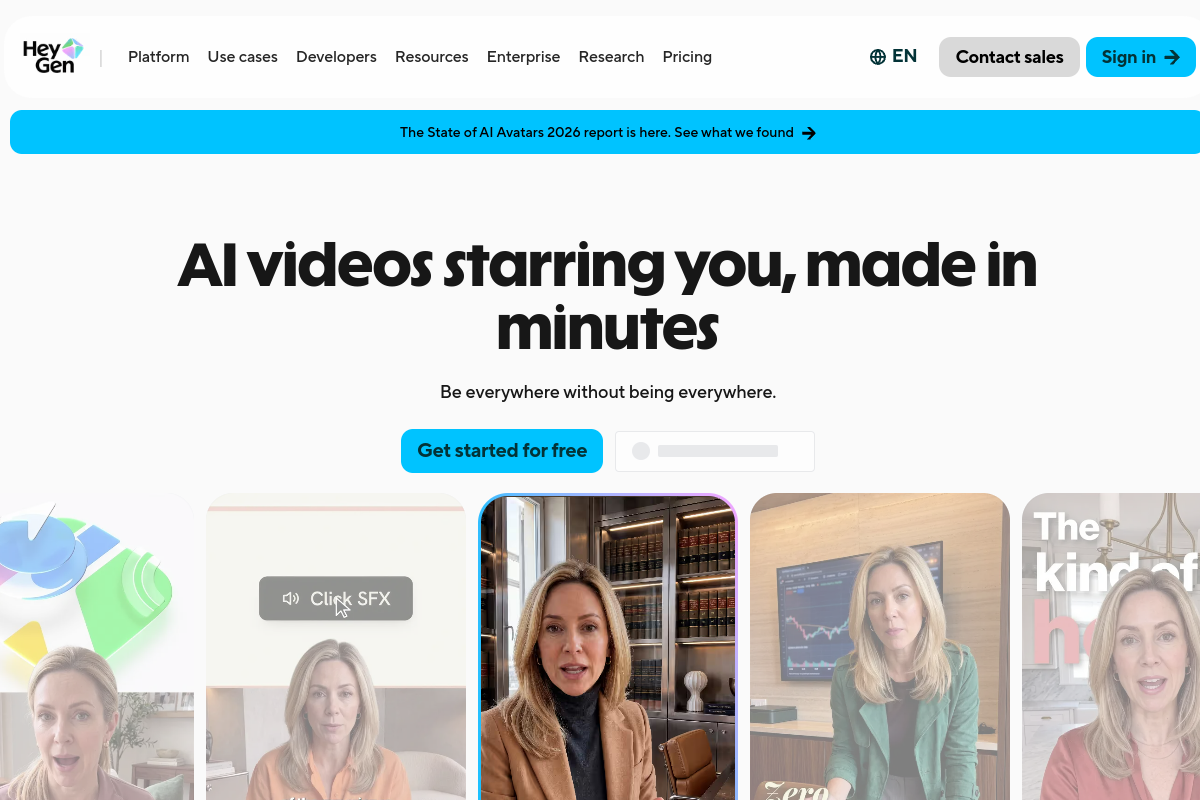 Screenshot of the Heygen website