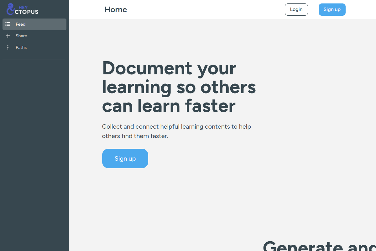 Screenshot of the Hey Octopus website