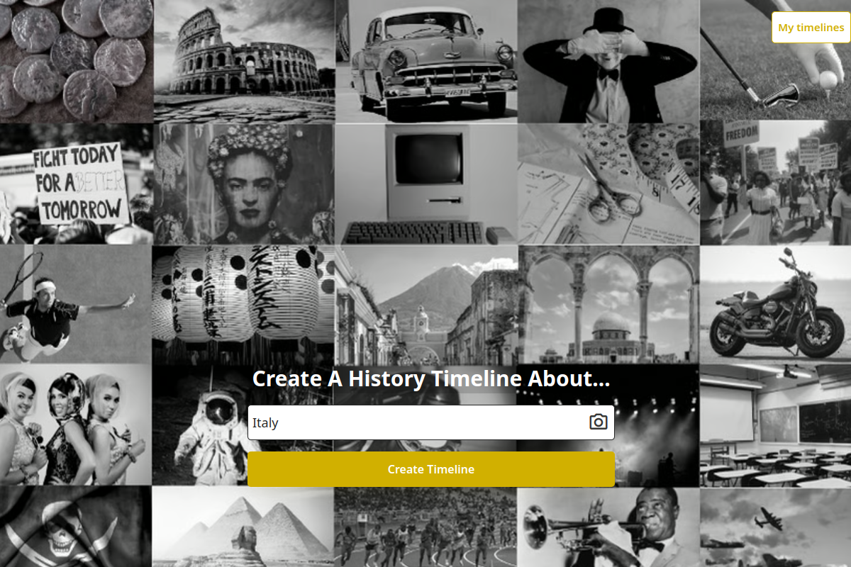 Screenshot of the History Timelines website