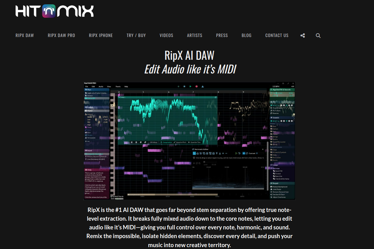 Screenshot of the RipX website