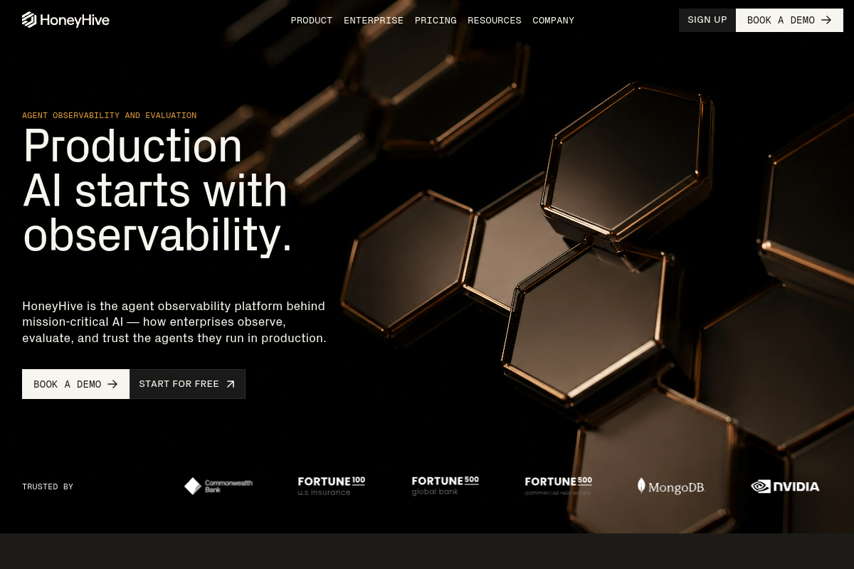 Screenshot of the HoneyHive website