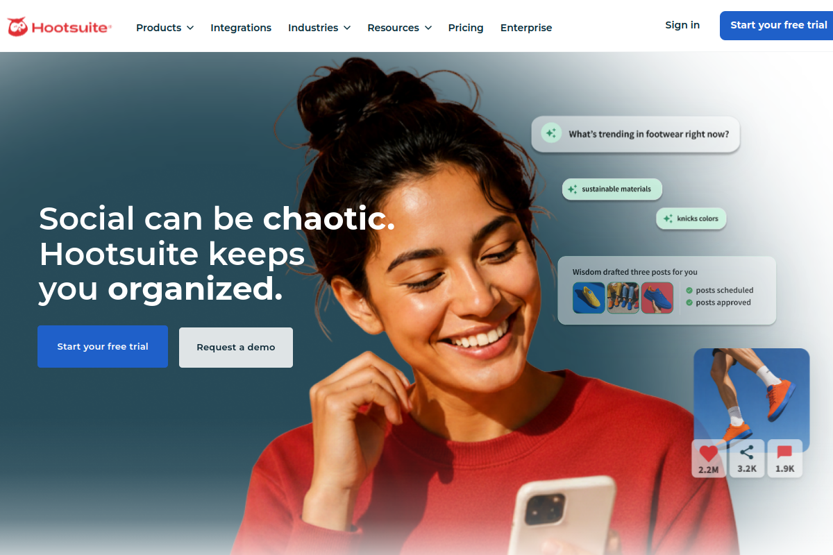 Screenshot of the Hootsuite Insights website