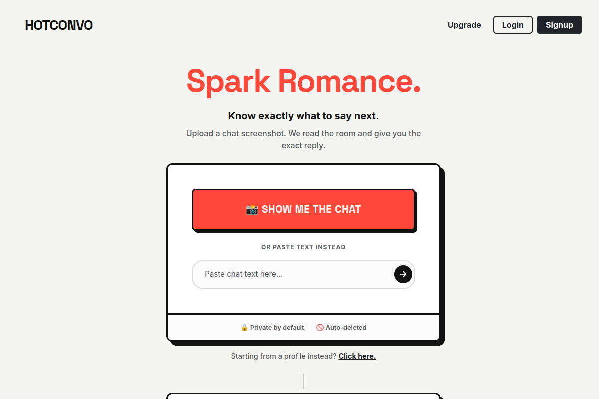 Screenshot of the HotConvo website