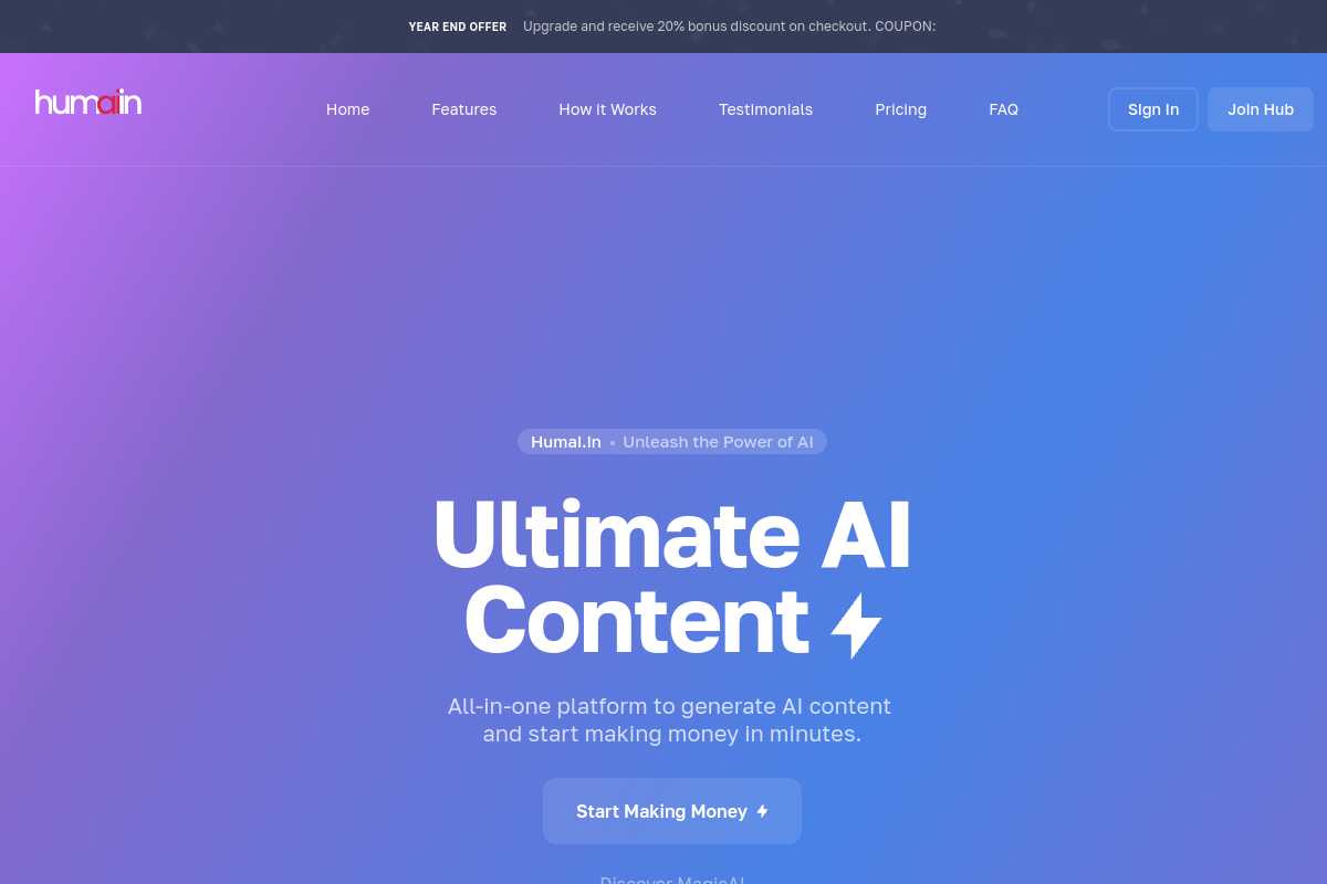 Screenshot of the Humai.in website
