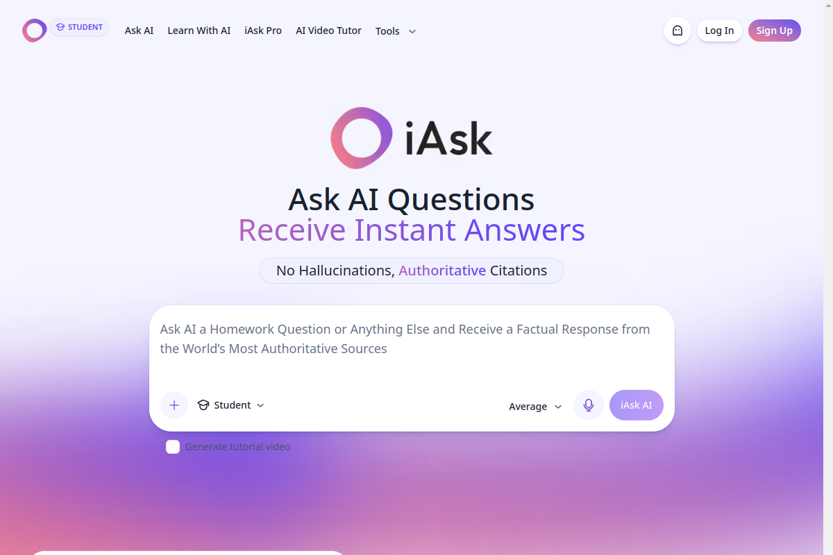 Screenshot of the IAsk website