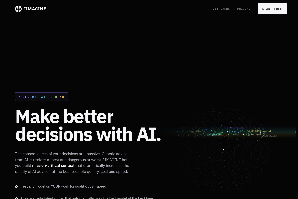 Screenshot of the I IMAGINE website