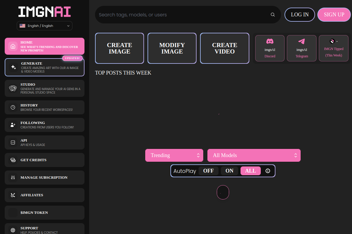 Screenshot of the Imgnai website