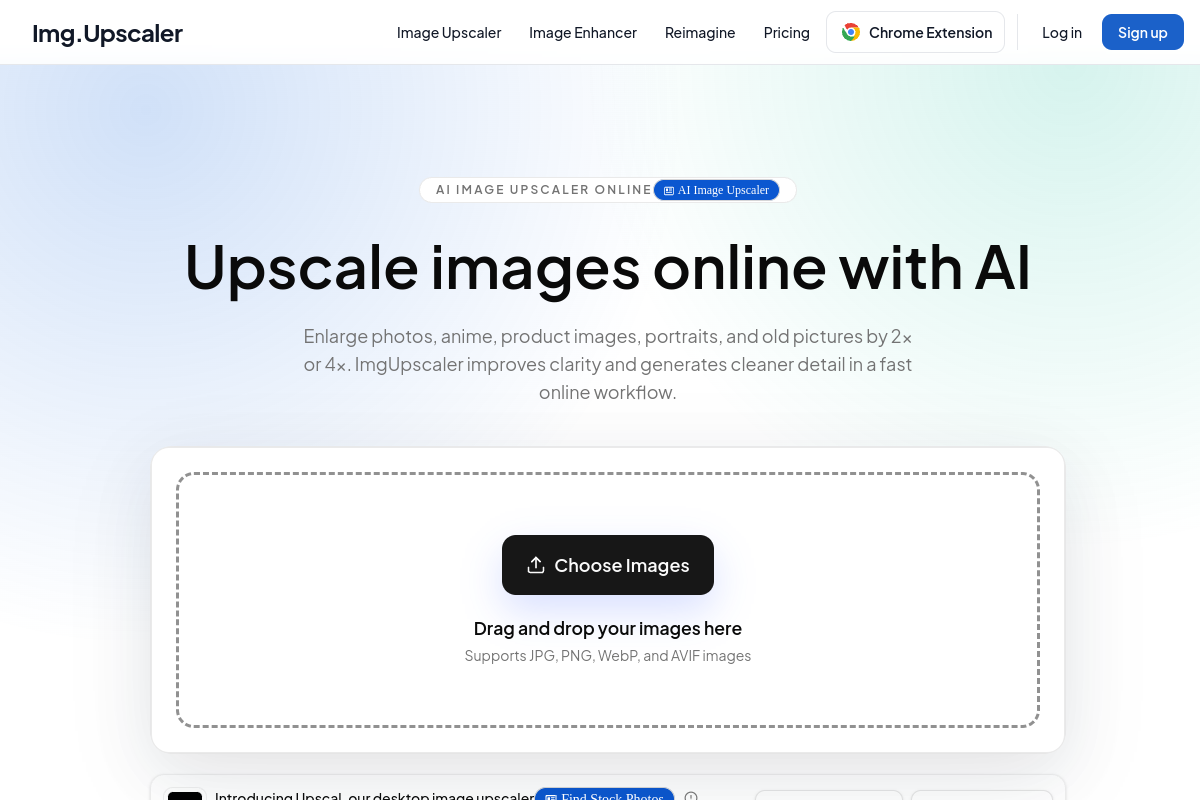 Screenshot of the AI Image Upscaler website