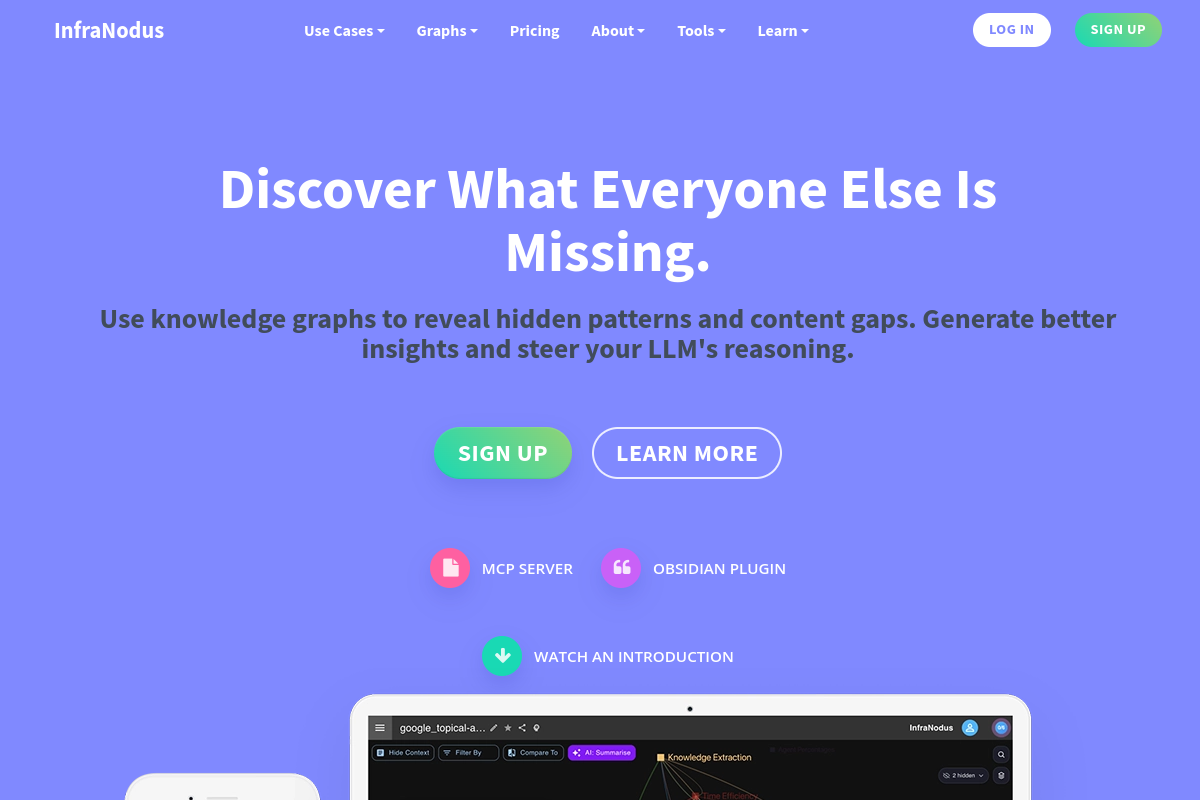 Screenshot of the InfraNodus website