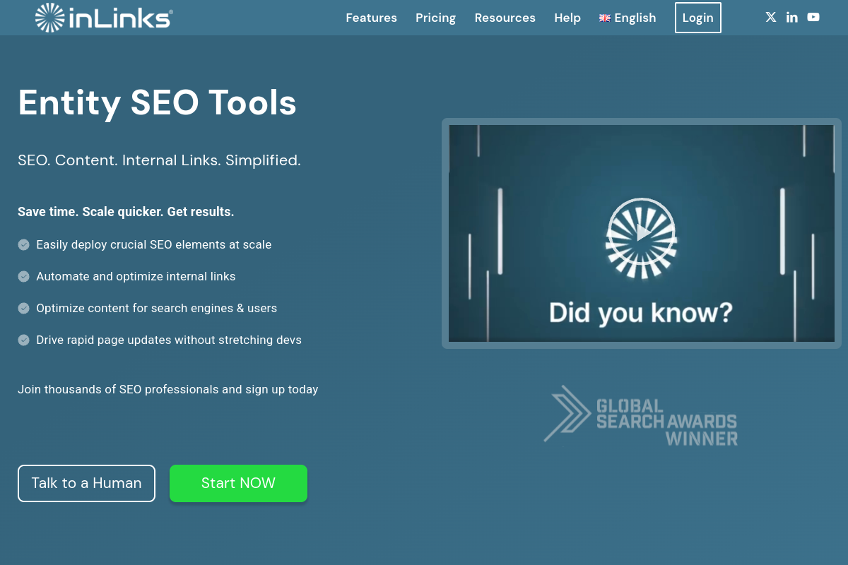 Screenshot of the InLinks website