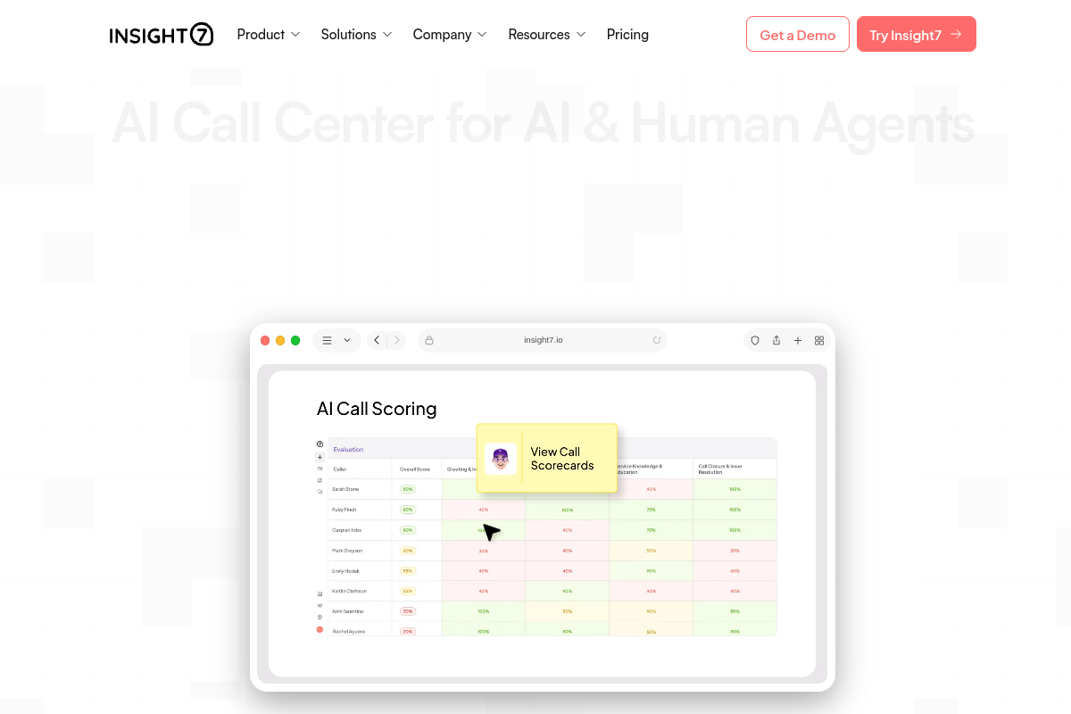 Screenshot of the Insight7 website