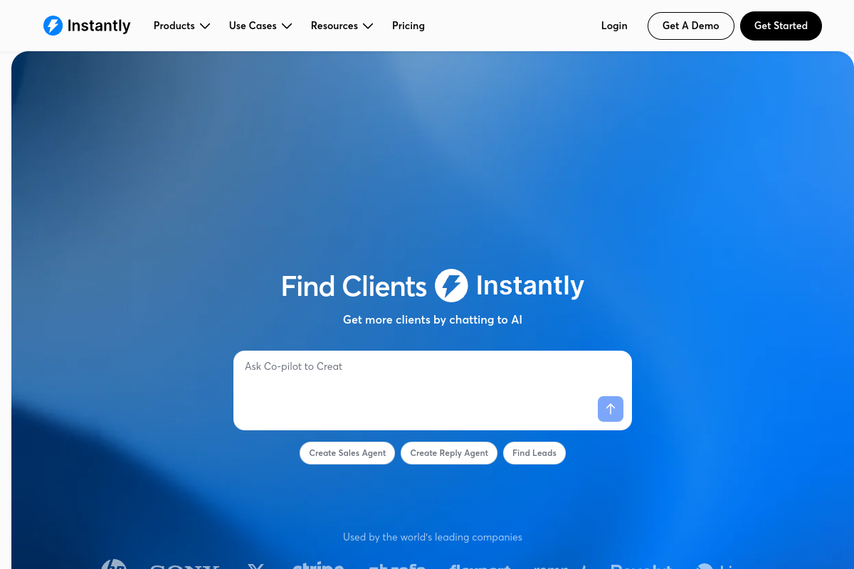 Screenshot of the Instantly website