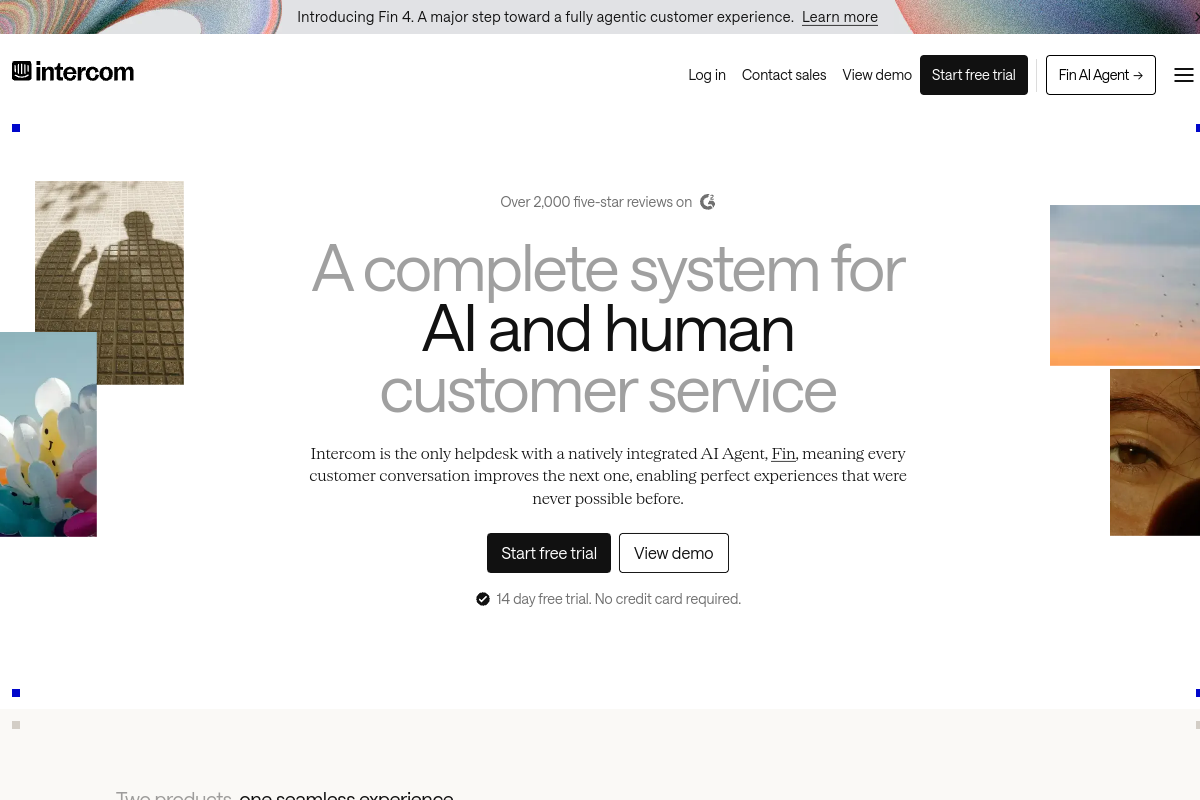 Screenshot of the Fin by Intercom website
