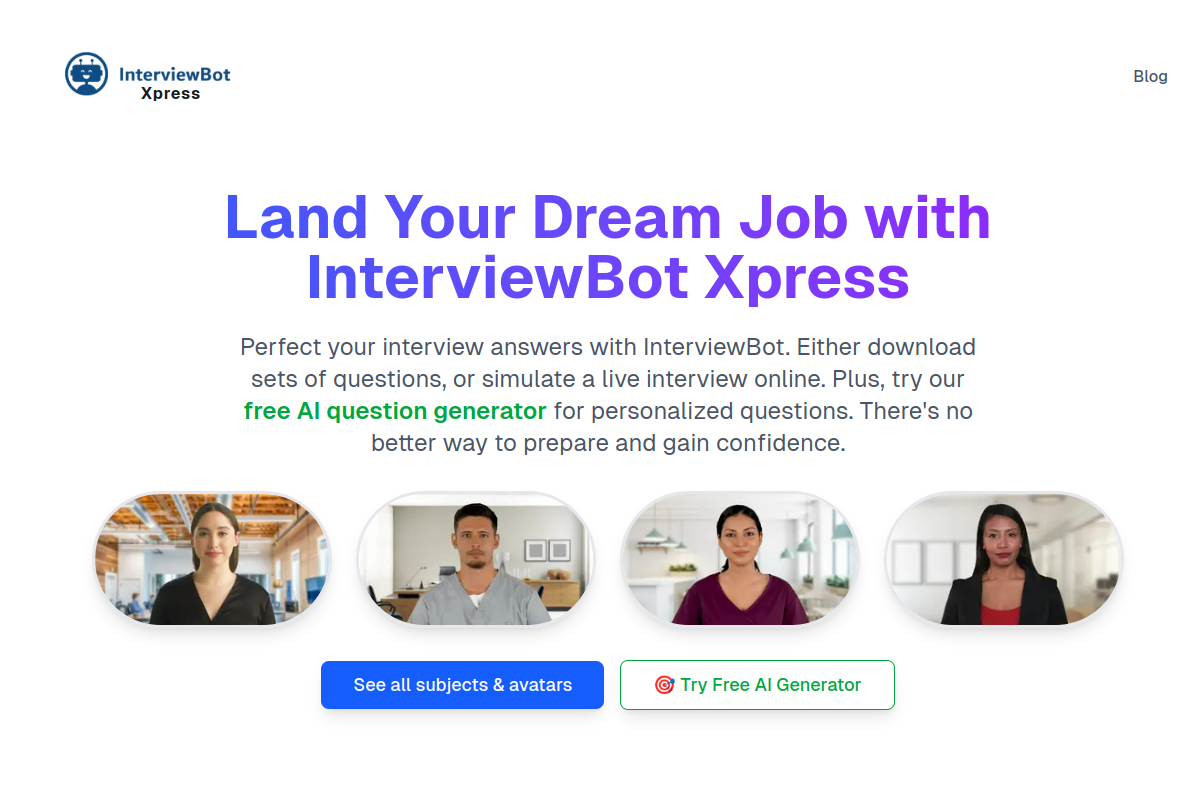 Screenshot of the InterviewBot website