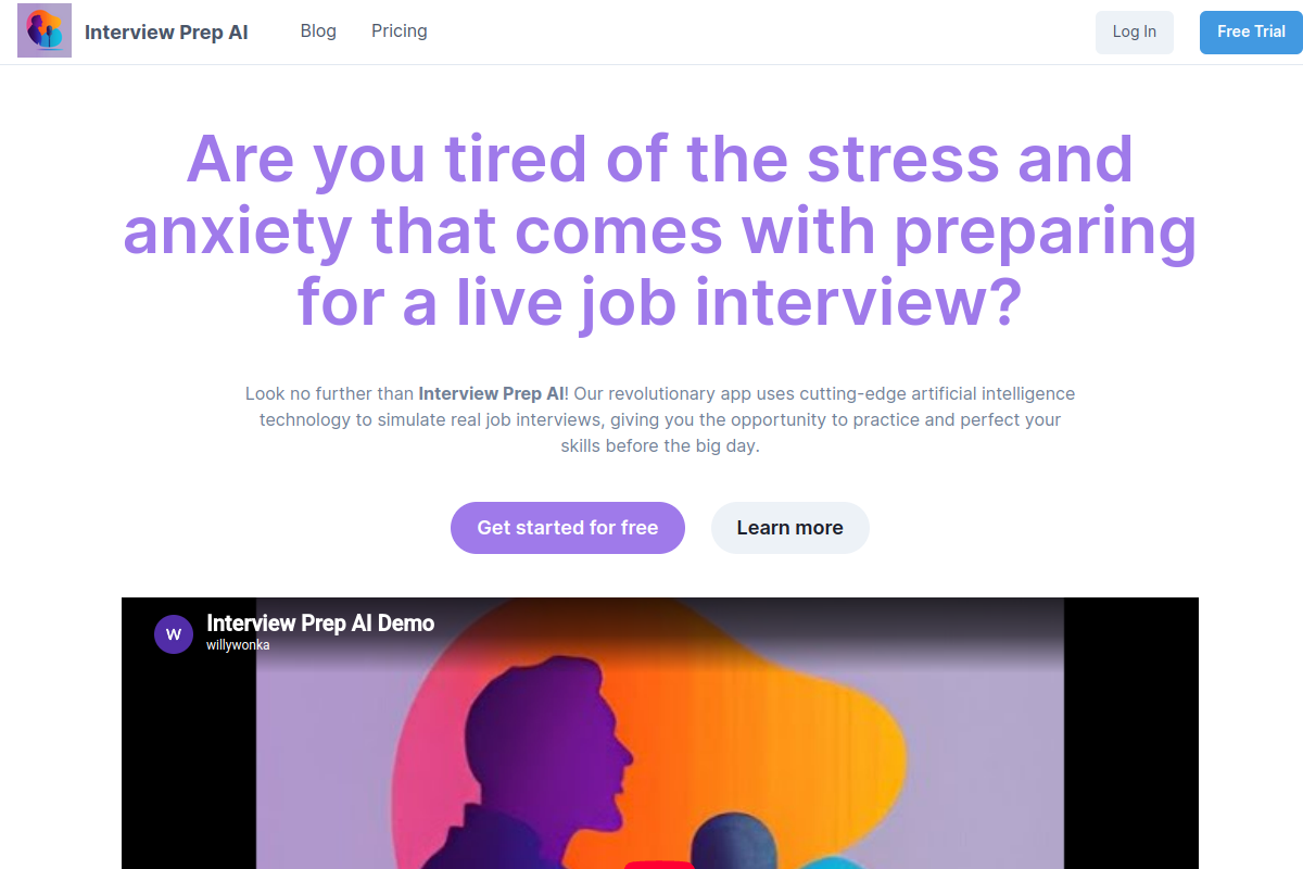 Screenshot of the Interview Prep AI website