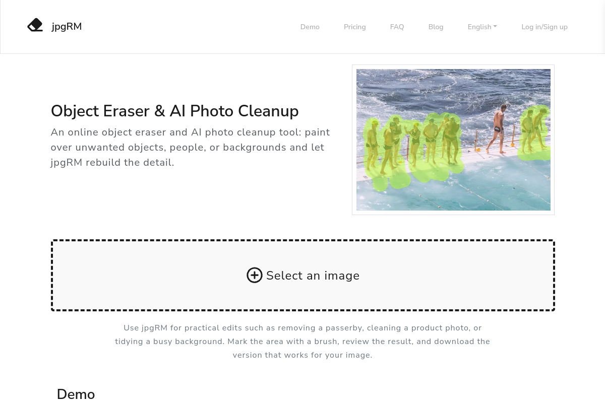 Screenshot of the jpgRM website