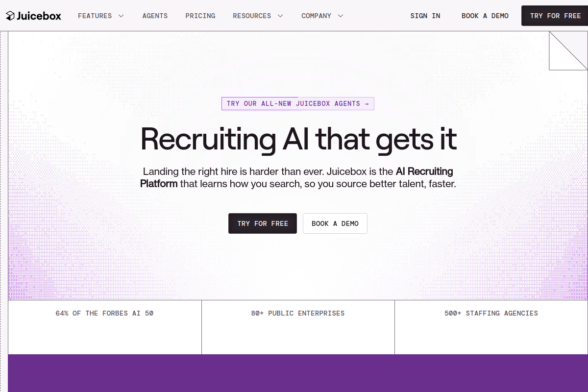 Screenshot of the Juicebox AI website
